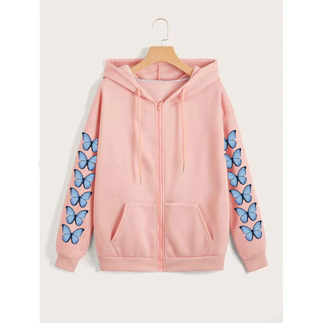Butterfly sleeves zipper hoodie