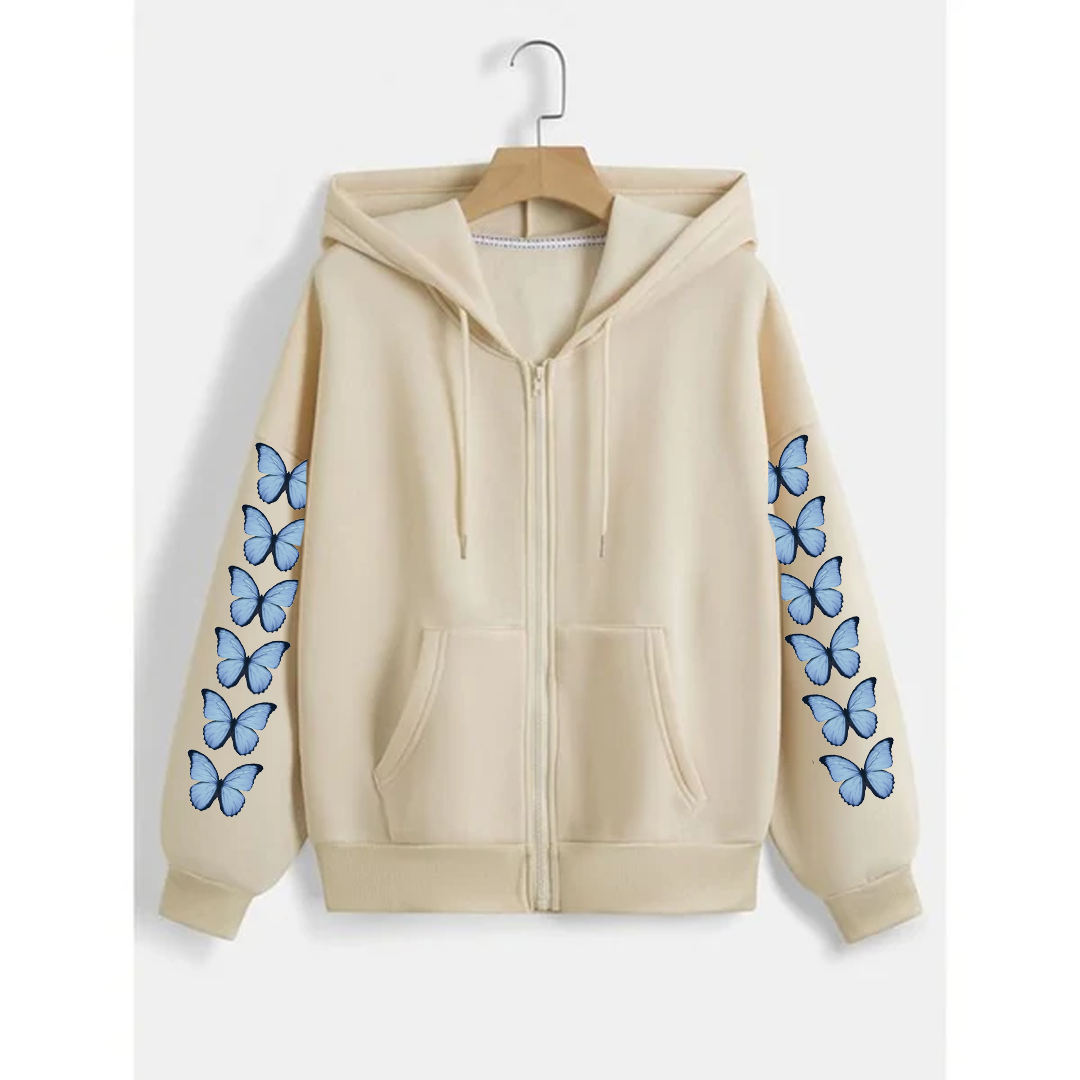 Butterfly sleeves zipper hoodie