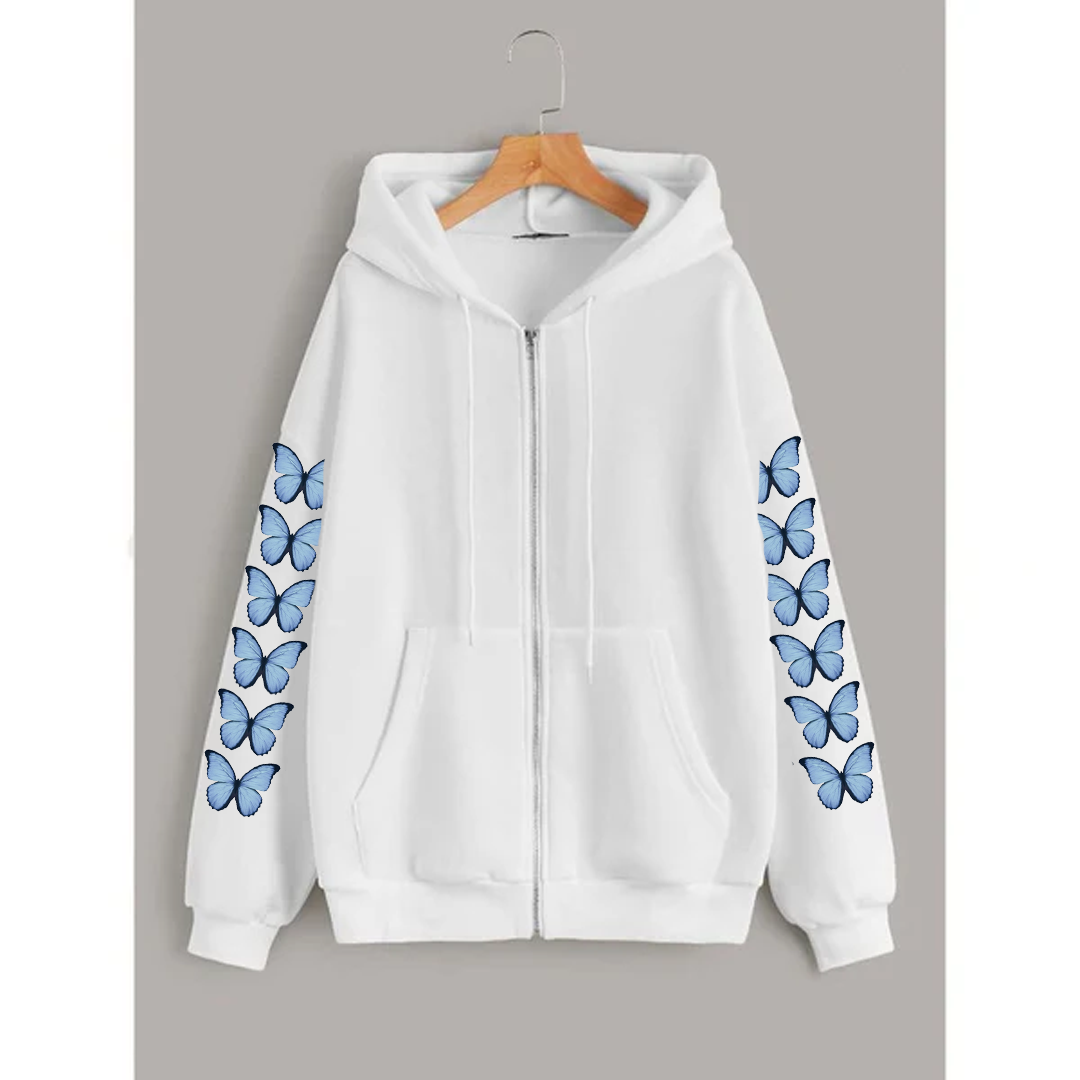Butterfly sleeves zipper hoodie