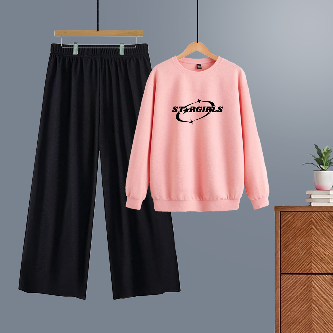 Winter tracksuit star girls sweatshirt with free size flapper