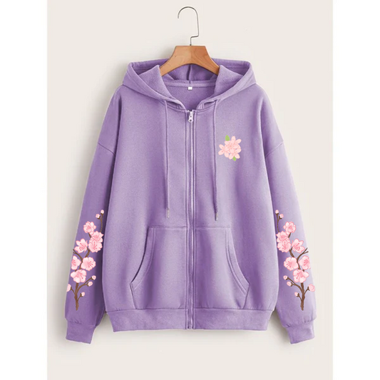 Blossom sleeves zipper hoodie