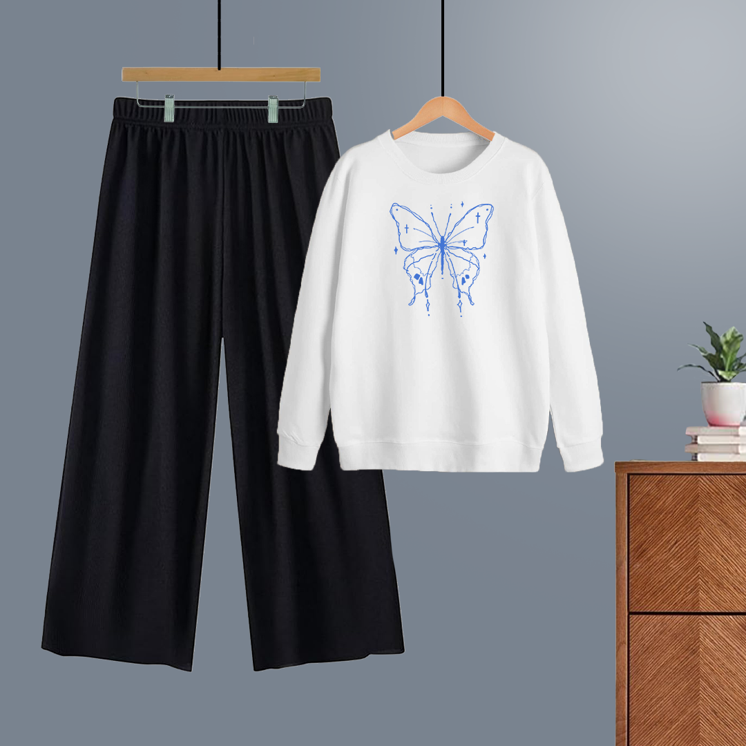 Winter tracksuit butterfly sweatshirt with free size flapper