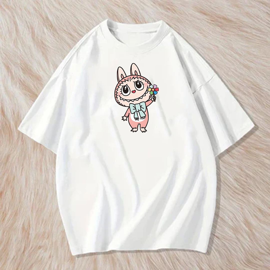 Labubu with fan in hand t shirt