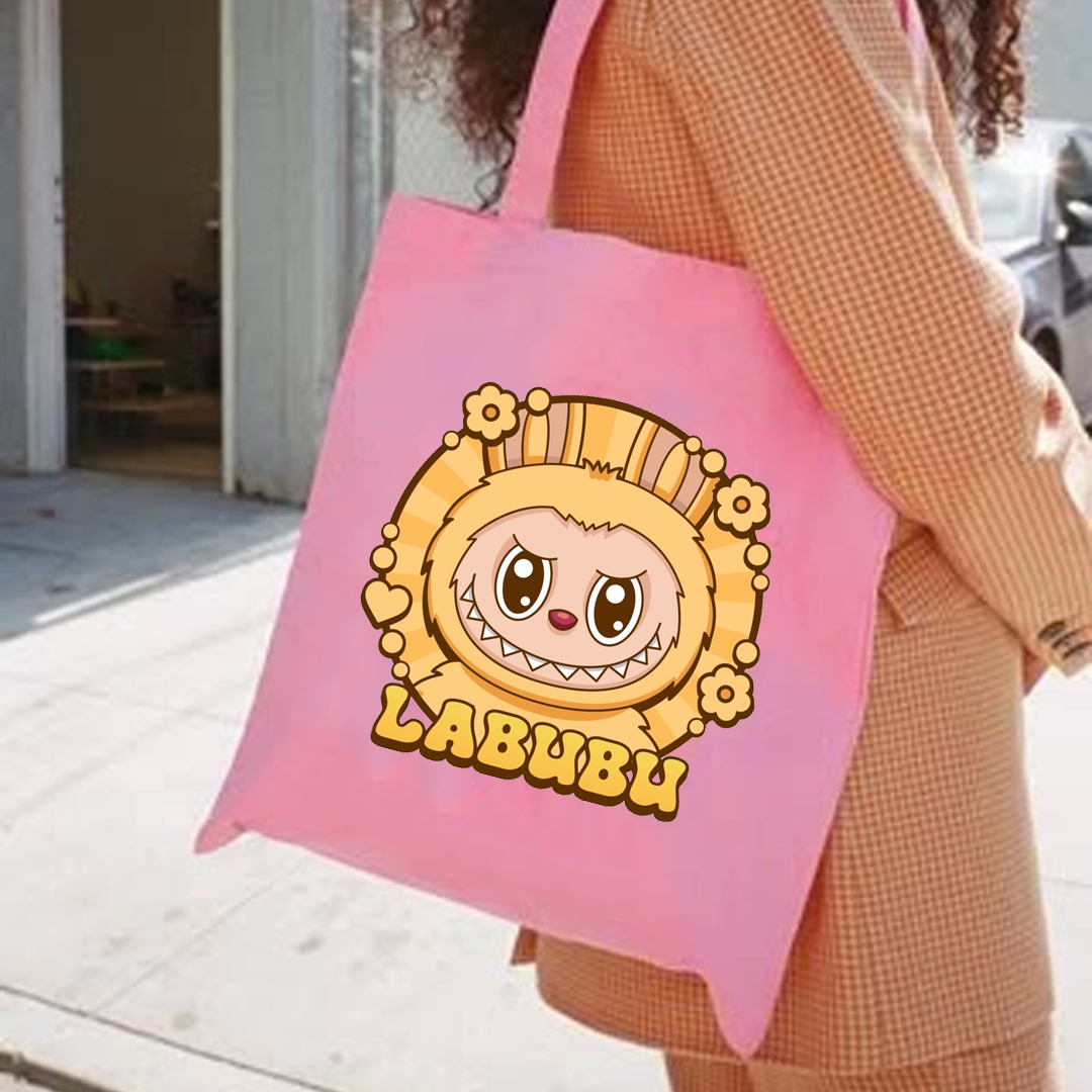 yellow labubu tote bag