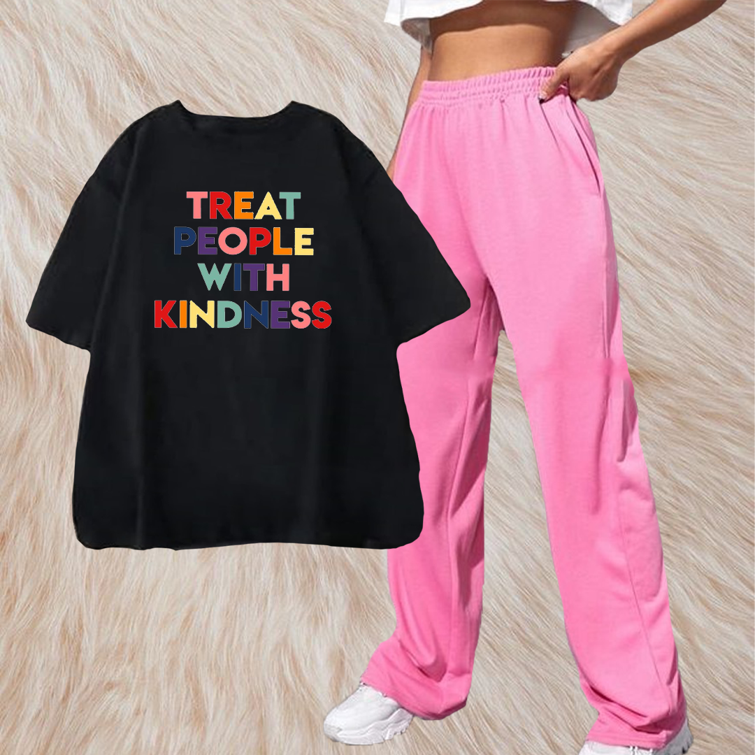 Treat people with kindness with pink flapper combo