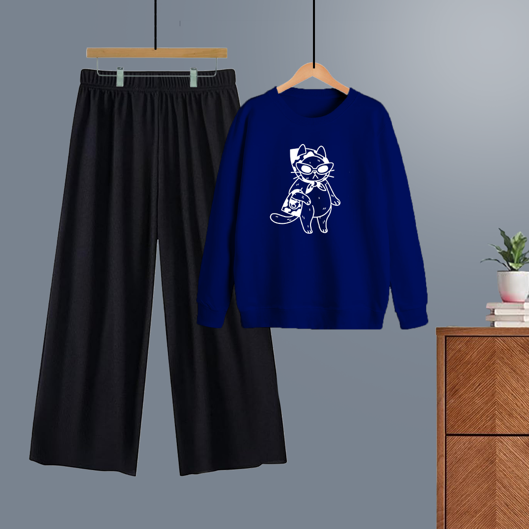 Winter tracksuit scarf cat sweatshirt with free size flapper