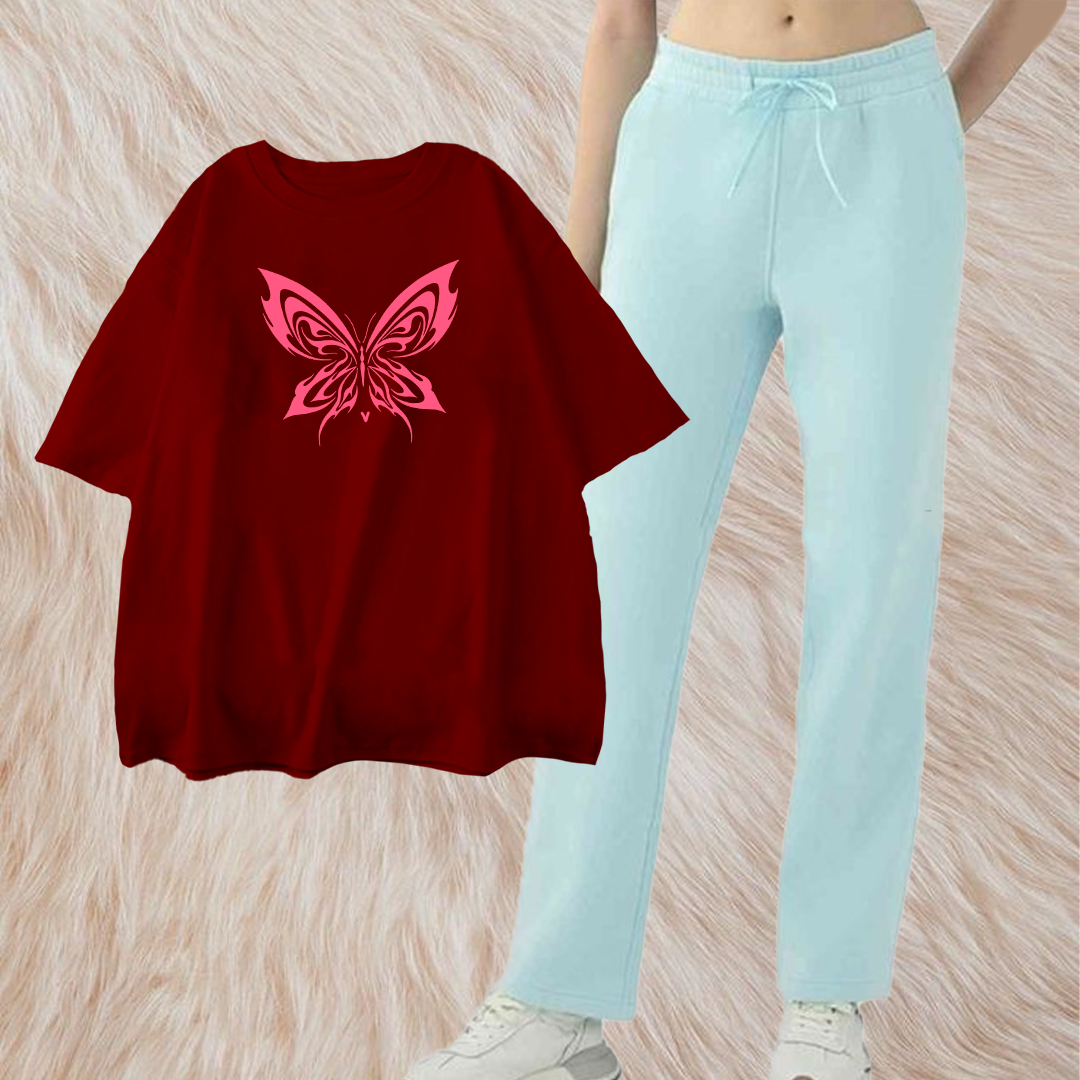 Pink lining butterfly with ice blue flapper combo