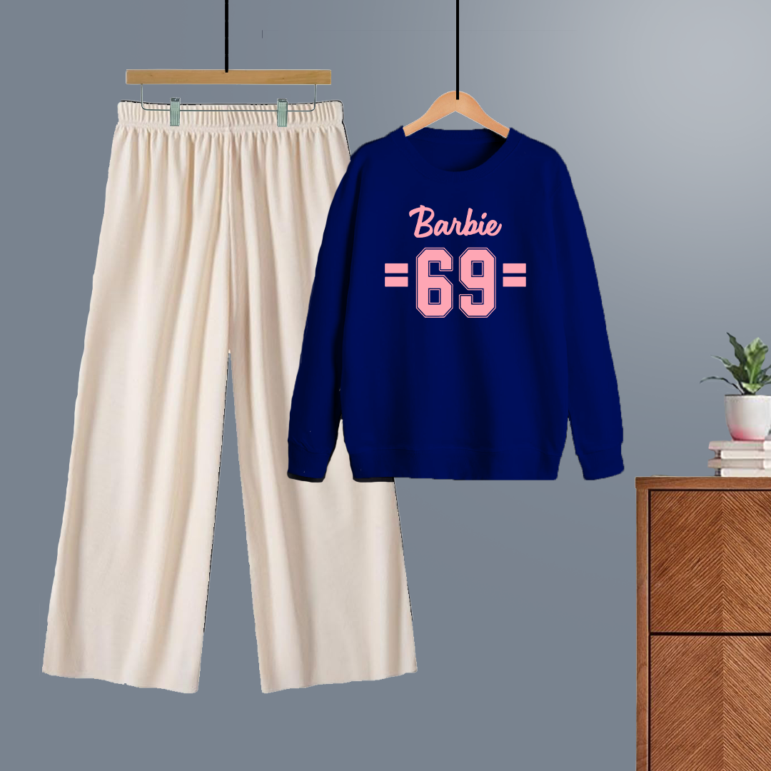Winter tracksuit Barbie 69 sweatshirt with free size flapper