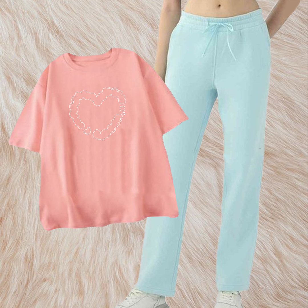 Cloudy heart with ice blue flapper combo