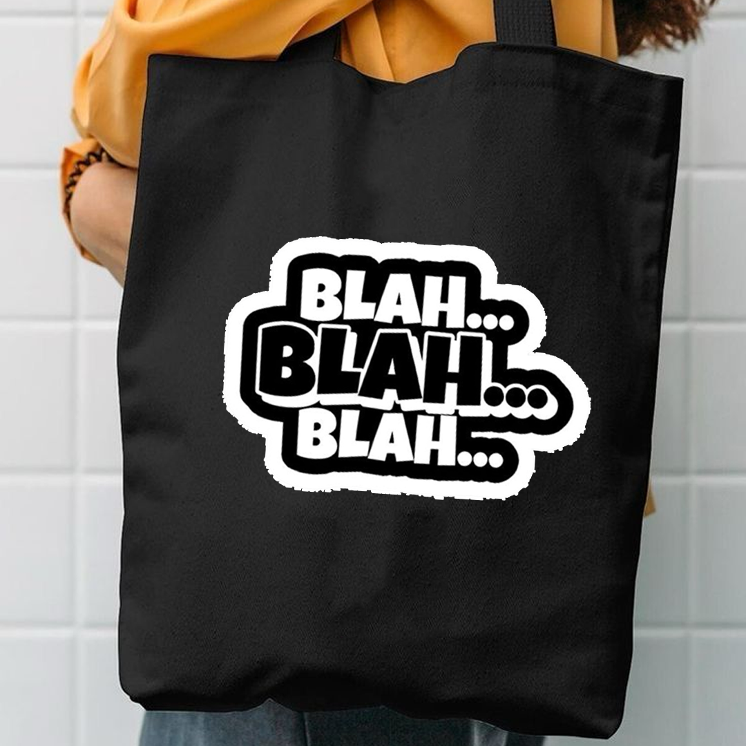 Blah blah blah canvas tote bag