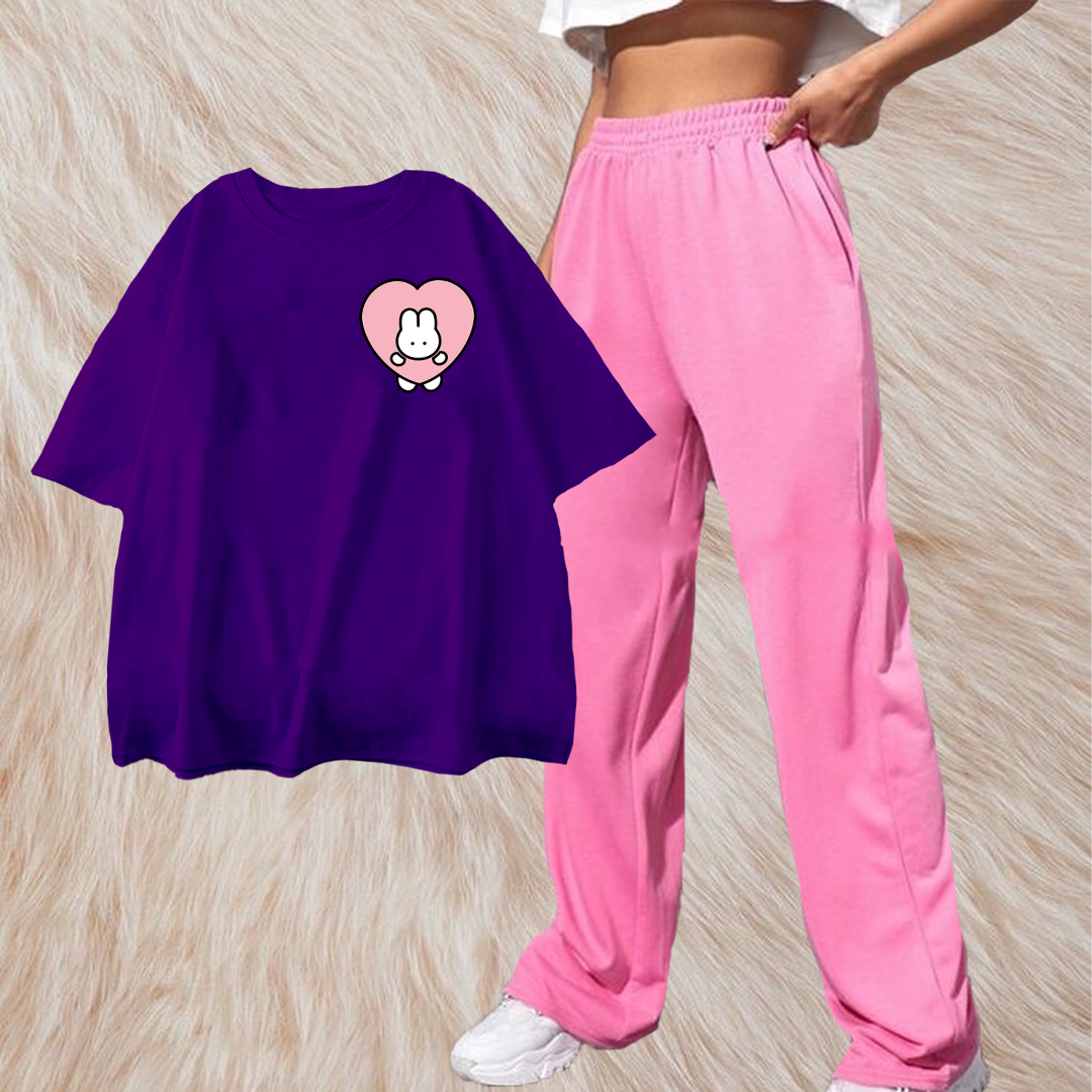 Rabbit in heart with pink flapper combo