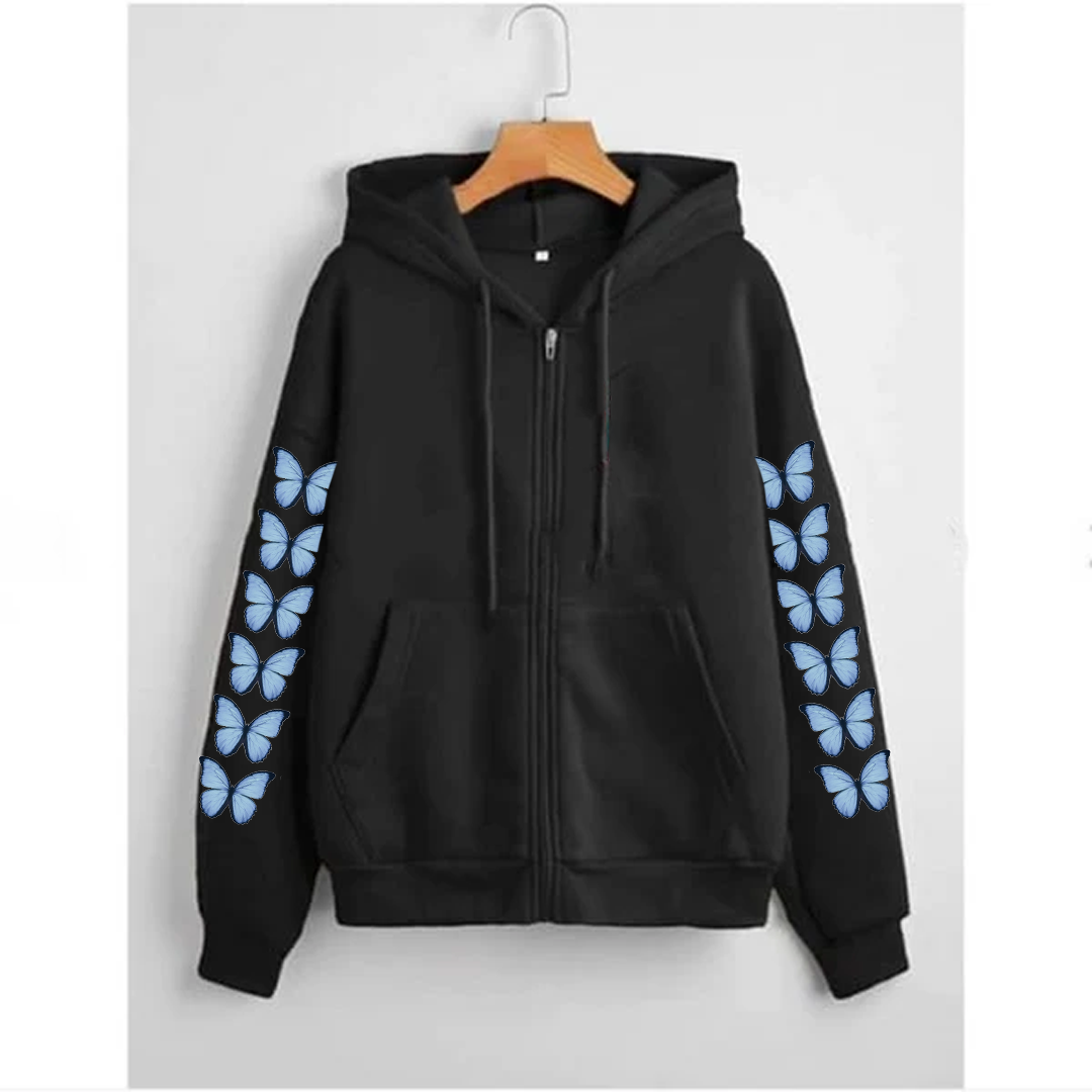 Butterfly sleeves zipper hoodie