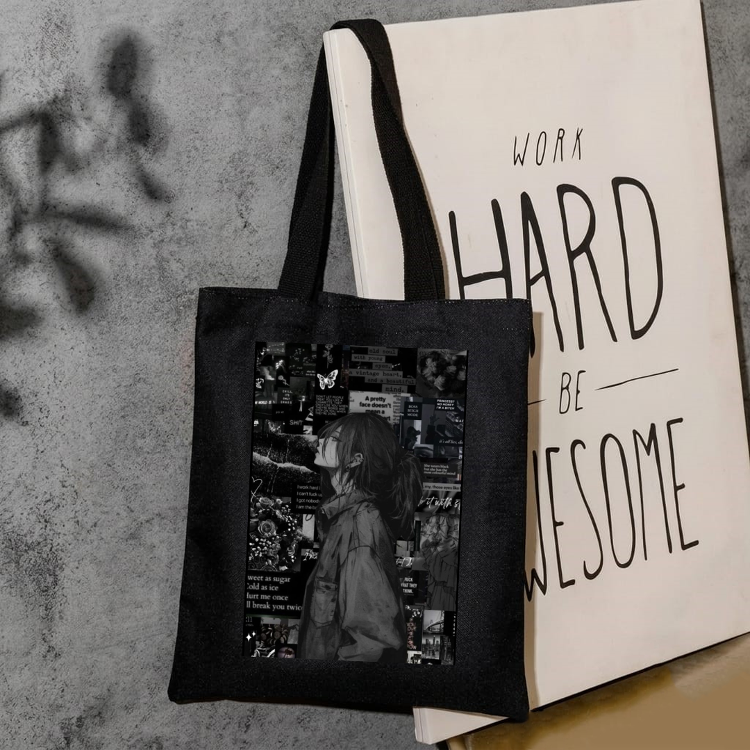 Black aesthetic tote bag
