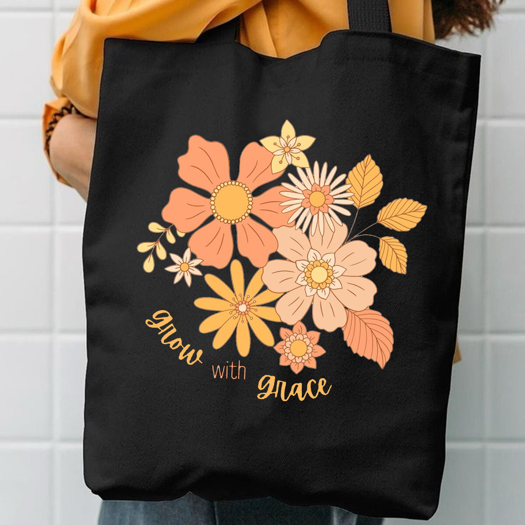 Grow with grace canvas tote bag