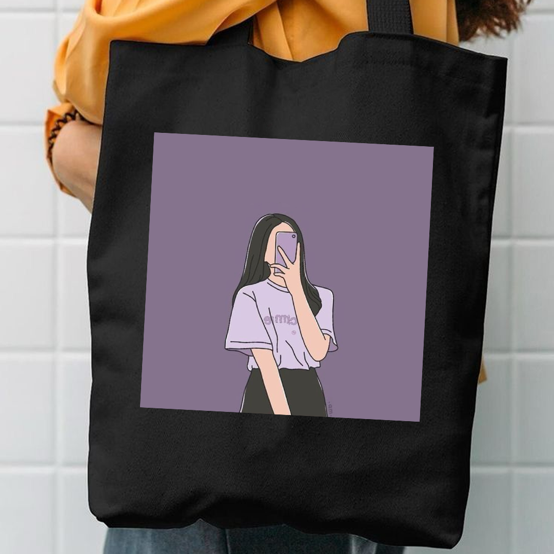 Asthetic purple canvas tote bag
