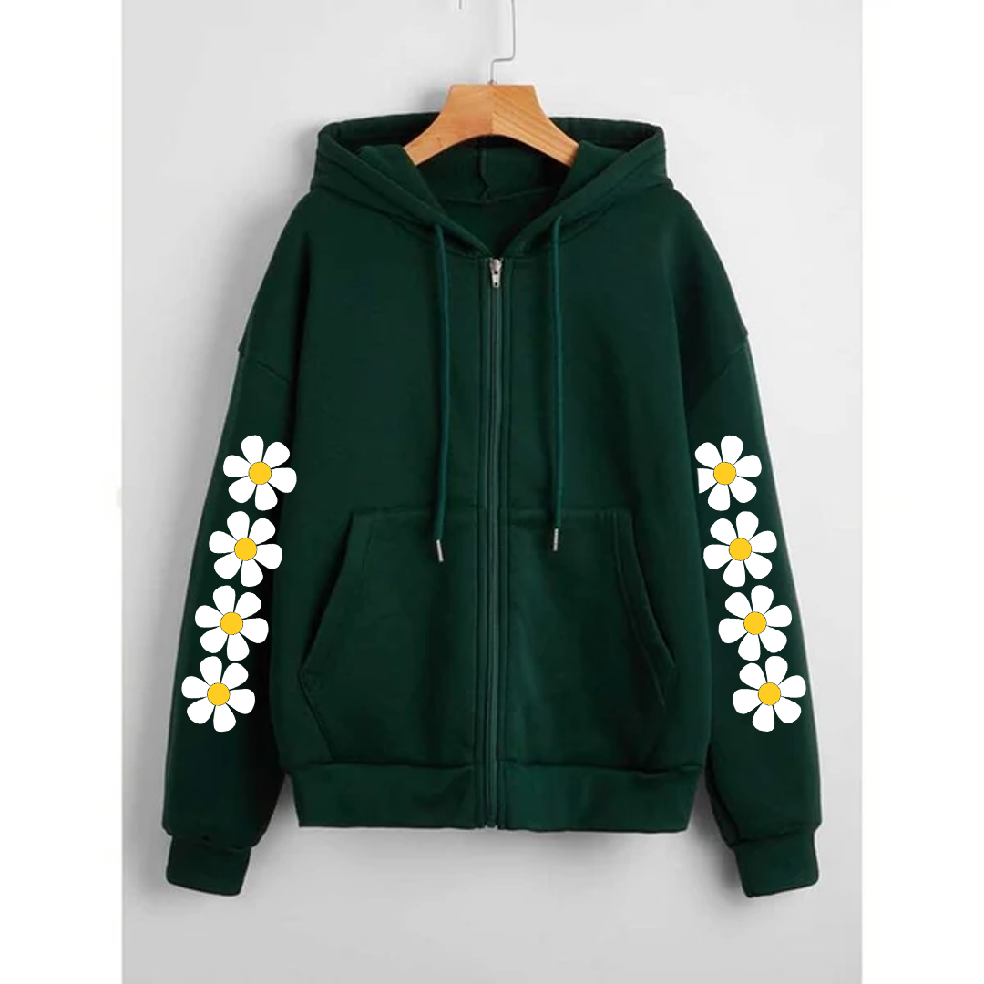 Daisy sleeves zipper hoodie