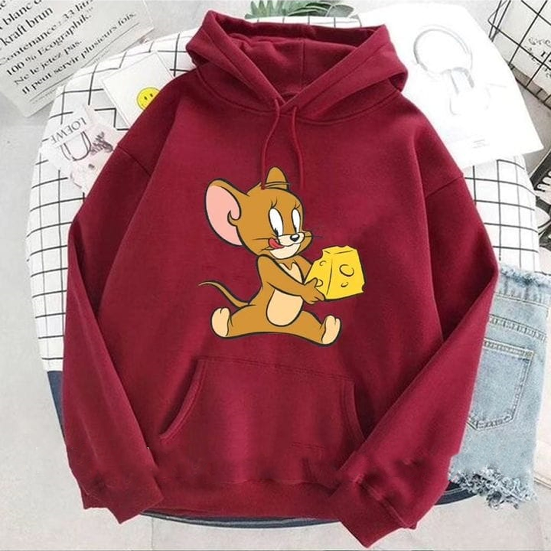 Jerry holding Cheese fleece hoodie