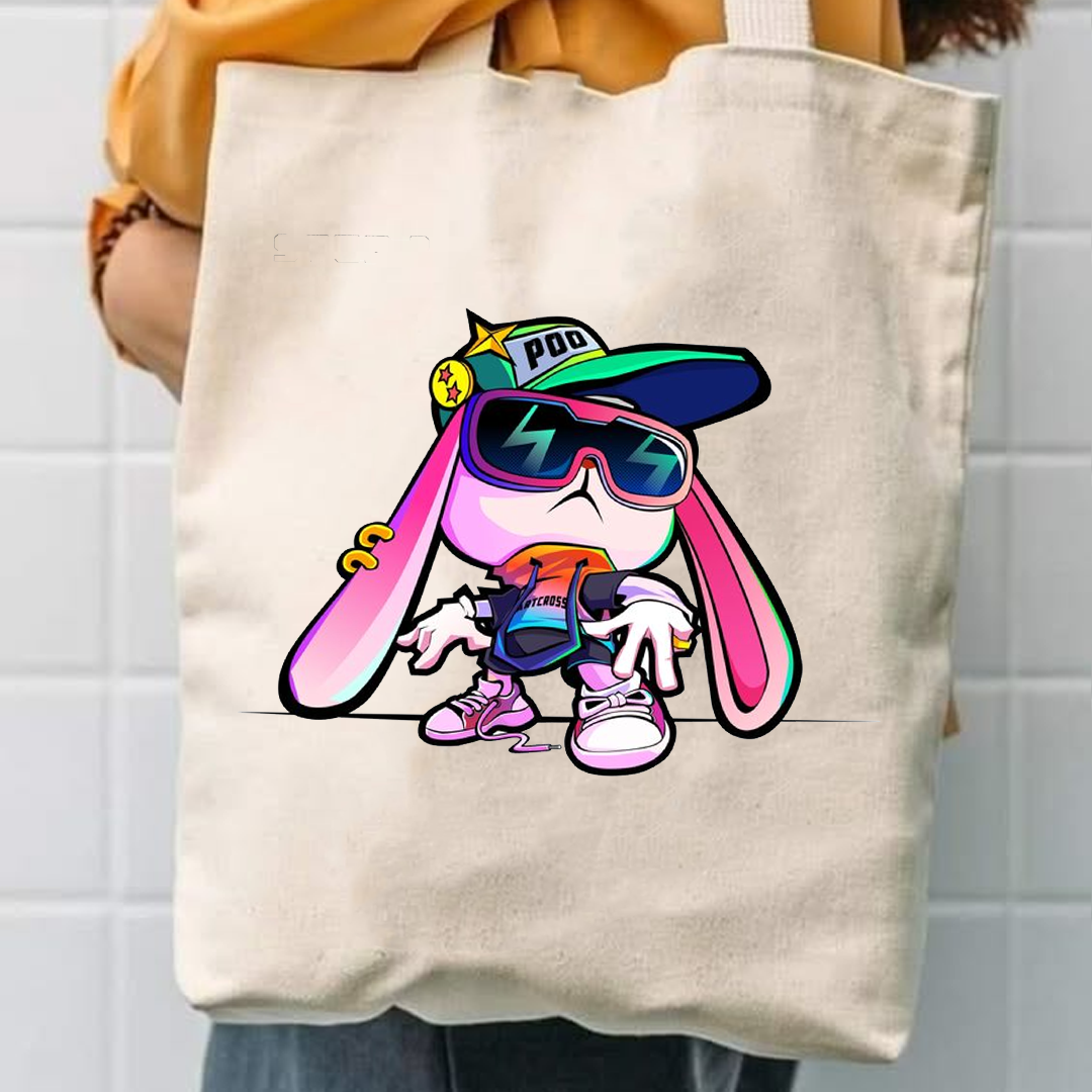 Poop rabbit canvas tote bag
