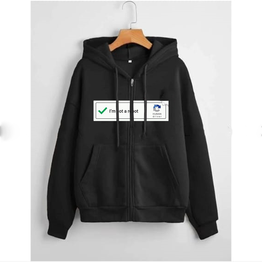 I am not a robot zipper with hood