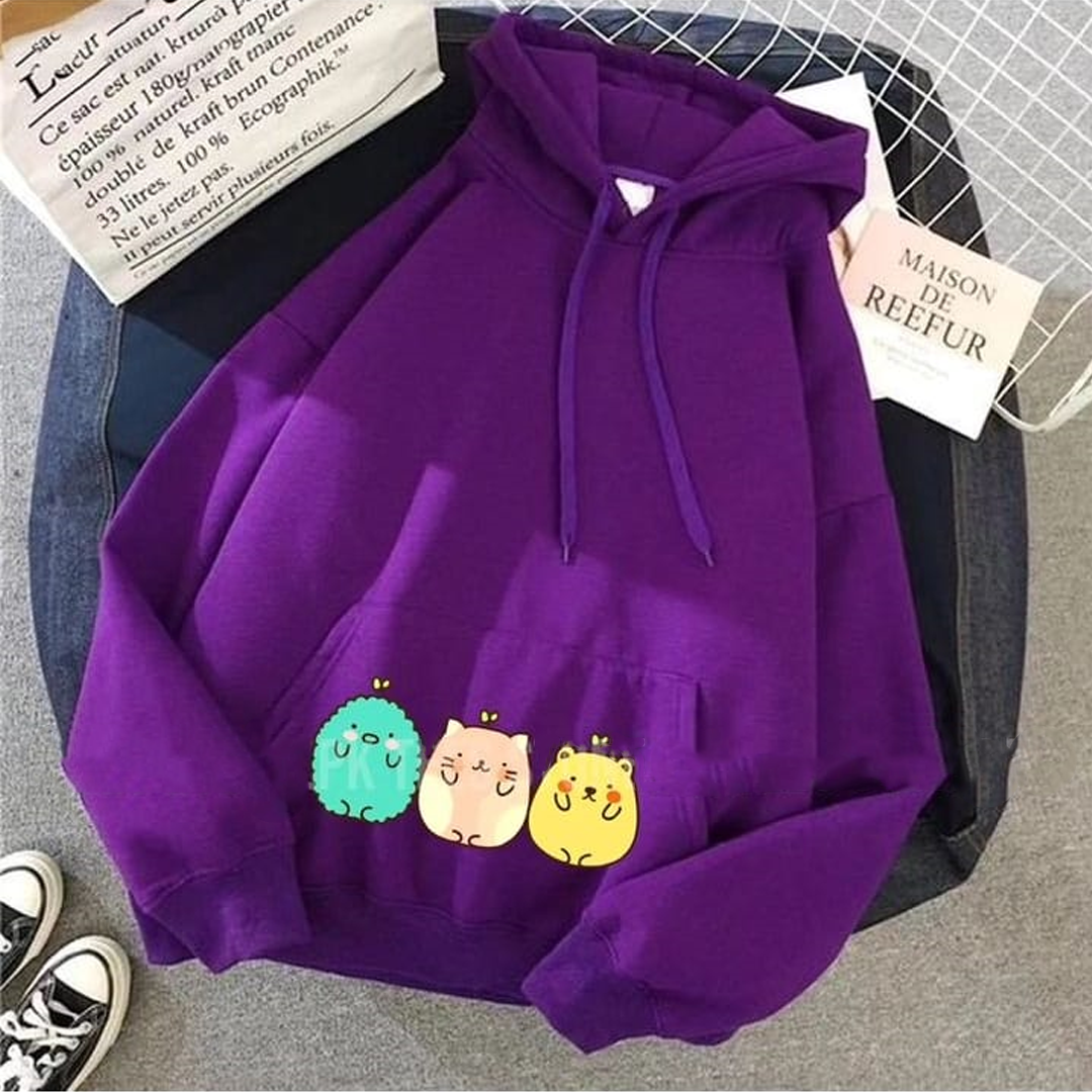 Three cartoon Fleece hoodie