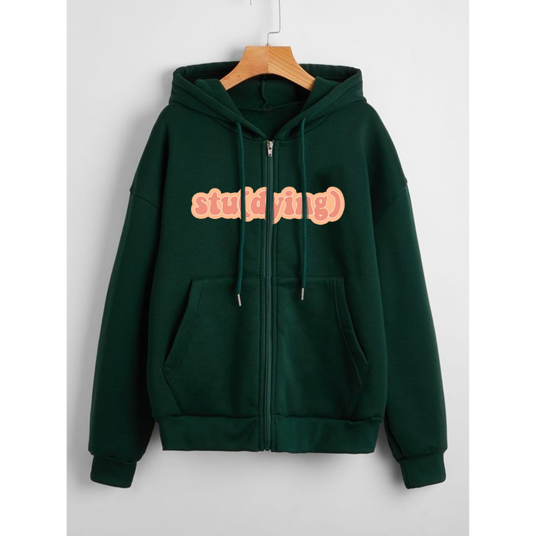 Studying zipper with hood