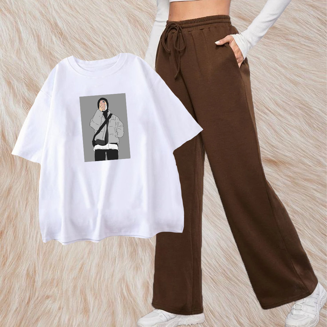 Hijabi girl with brown flapper combo