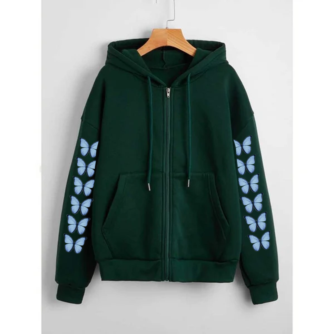 Butterfly sleeves zipper hoodie