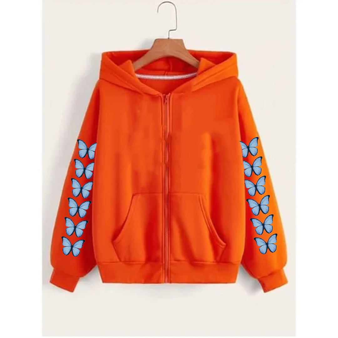 Butterfly sleeves zipper hoodie