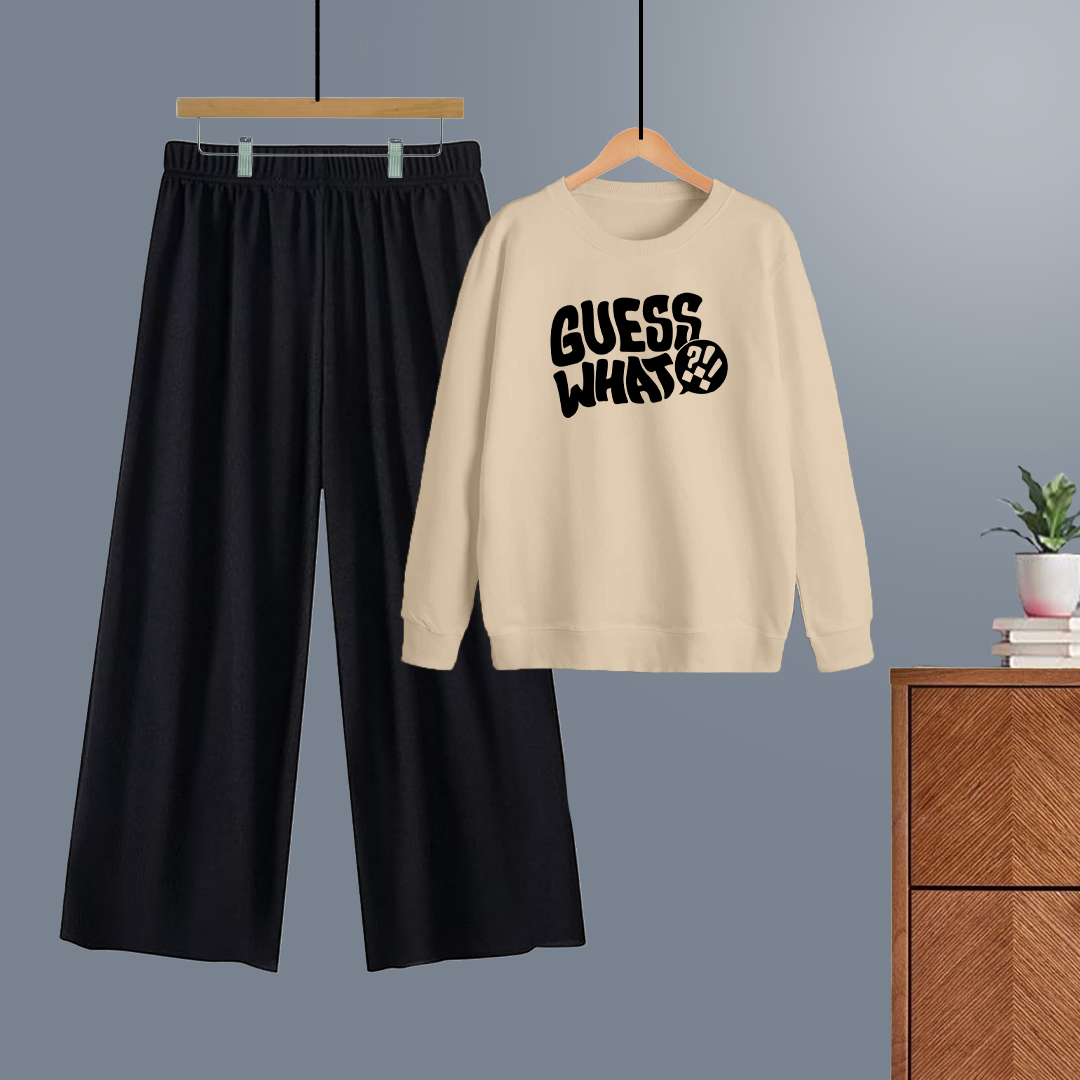 Winter tracksuit guess what sweatshirt with free size flapper
