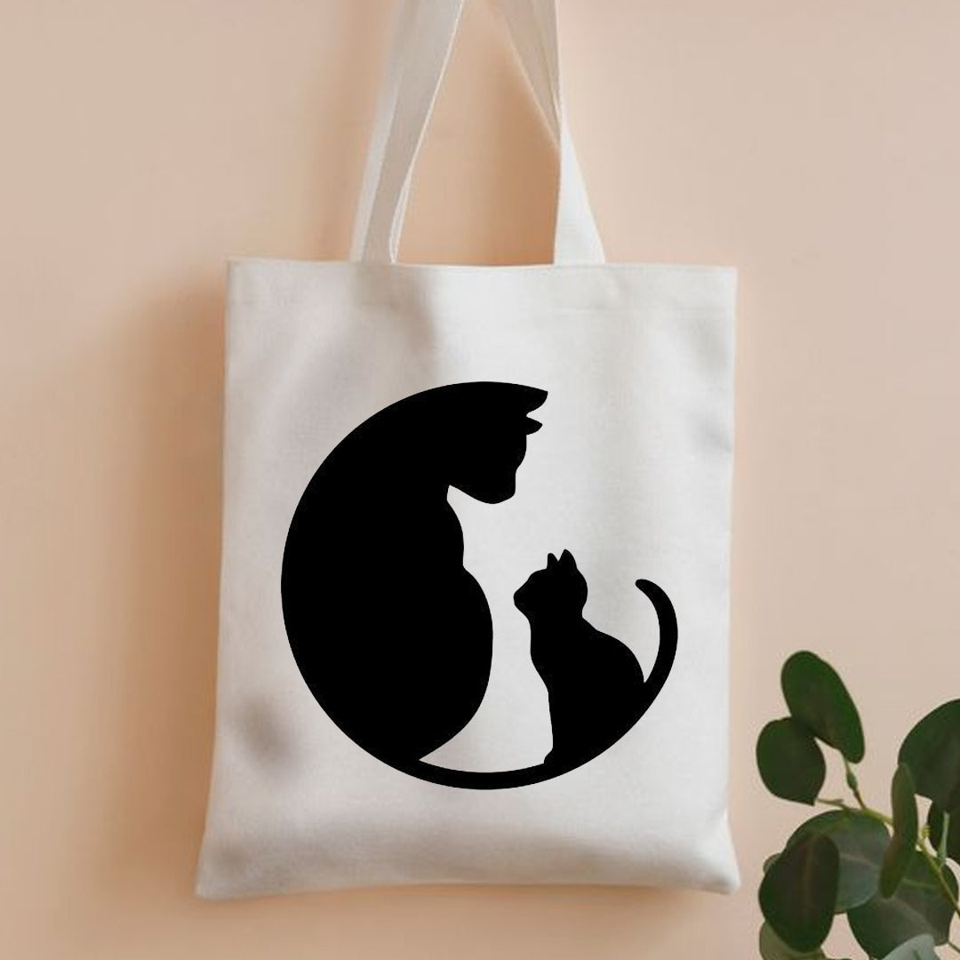cat and kitten canvas tote bag