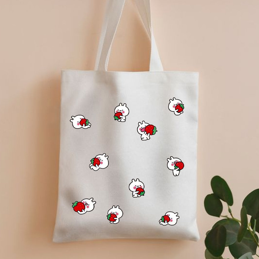 Rabbit pattern canvas tote bag