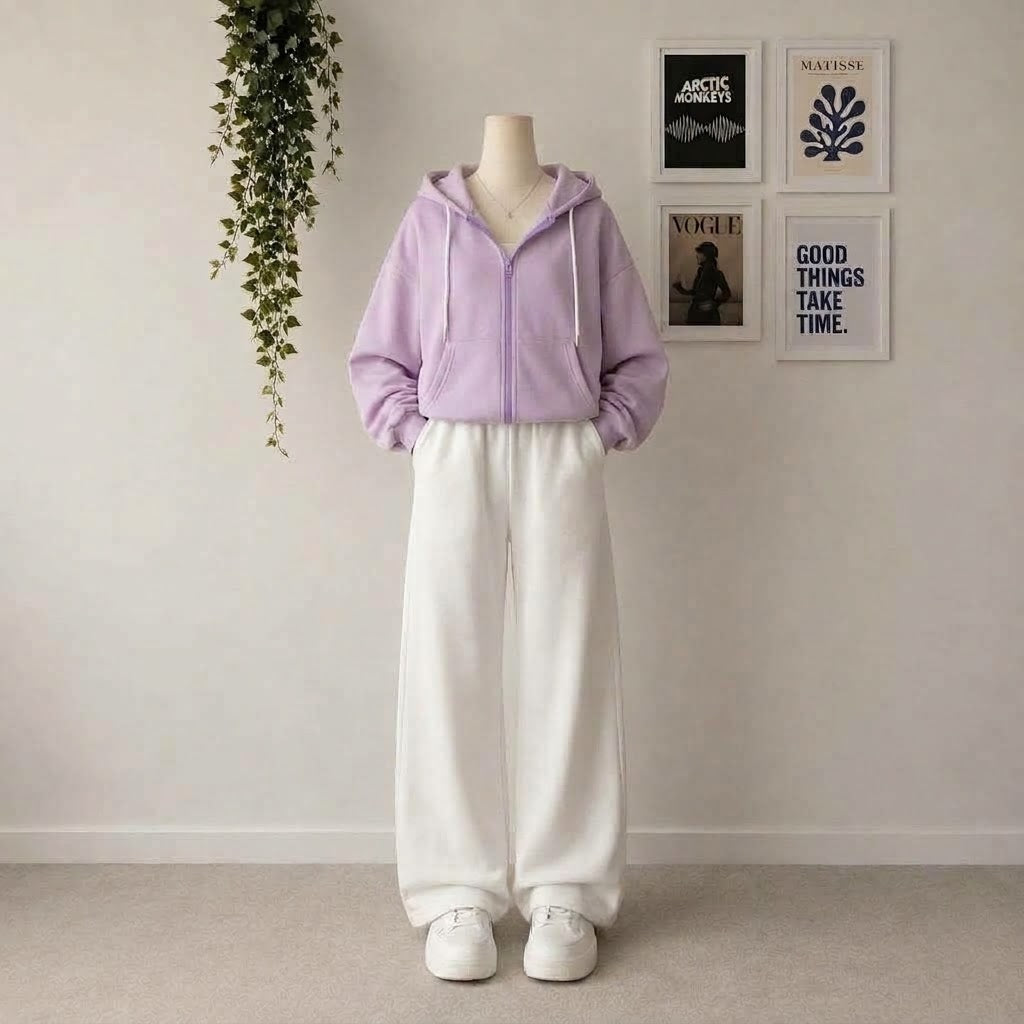 Lilac Zipper With White Flapper