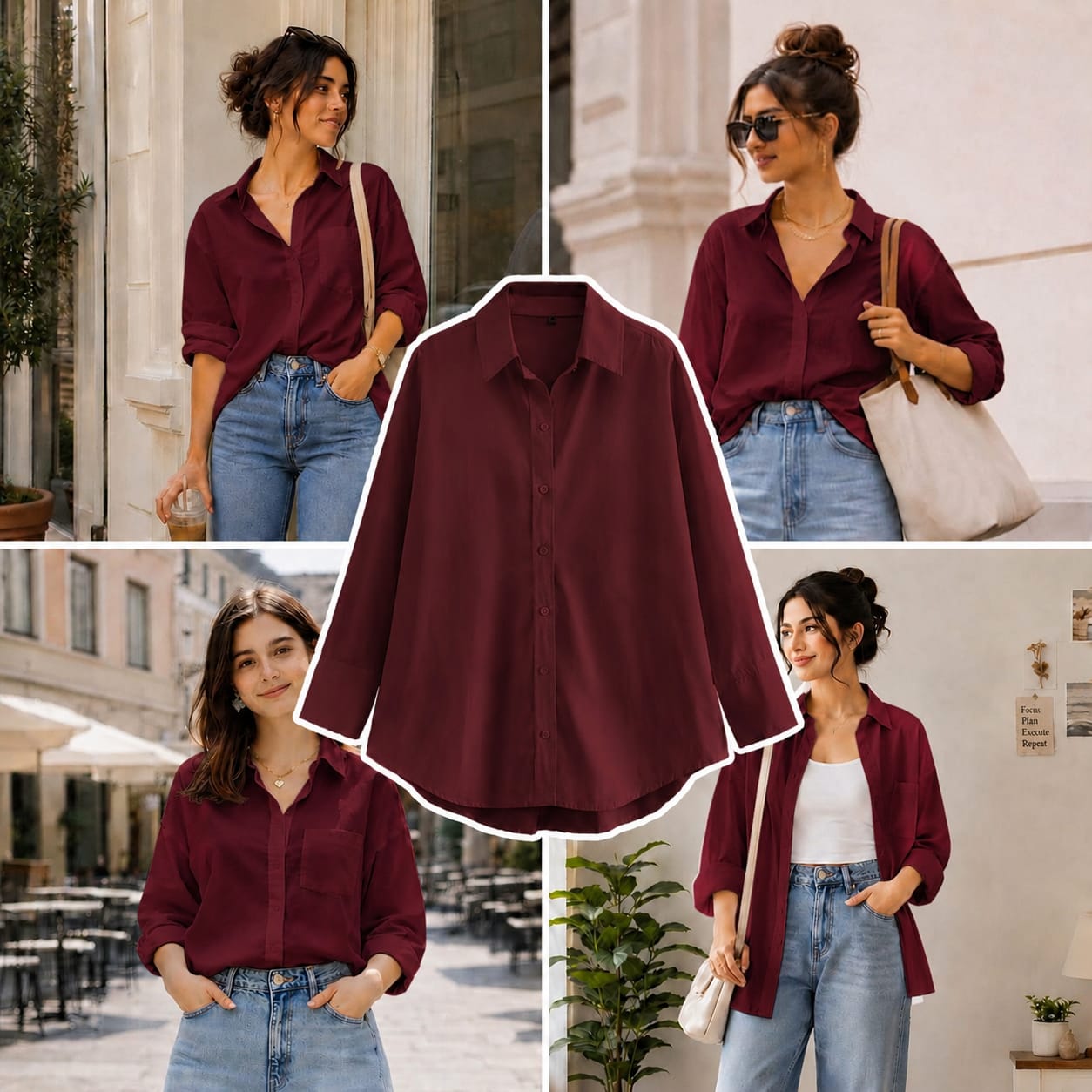 Maroon Button Down Shirt