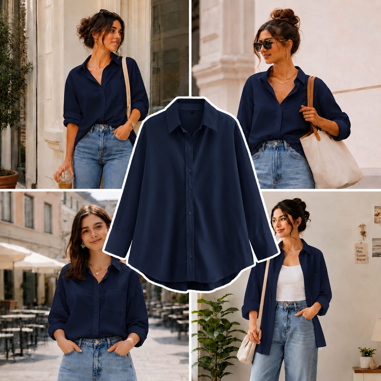 Navy Blue Button Down Shirt