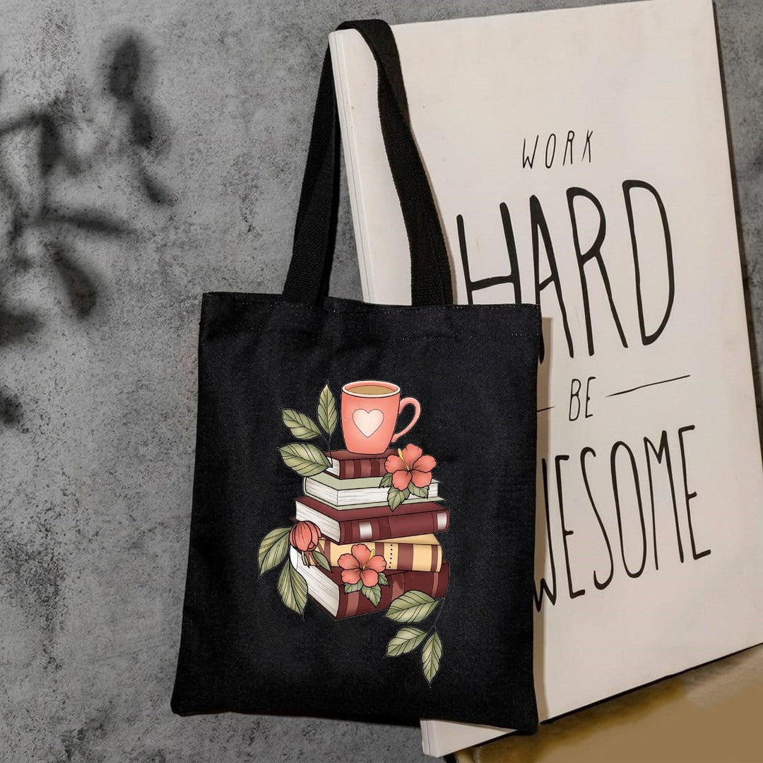 Books print canvas tote bag
