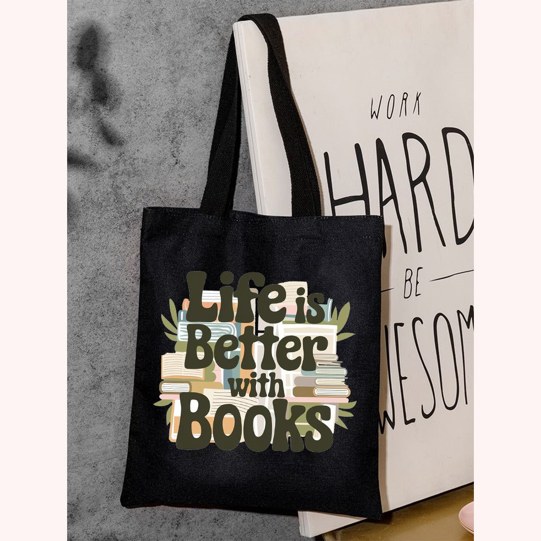 Life is Better With Books Printed Tote Bag