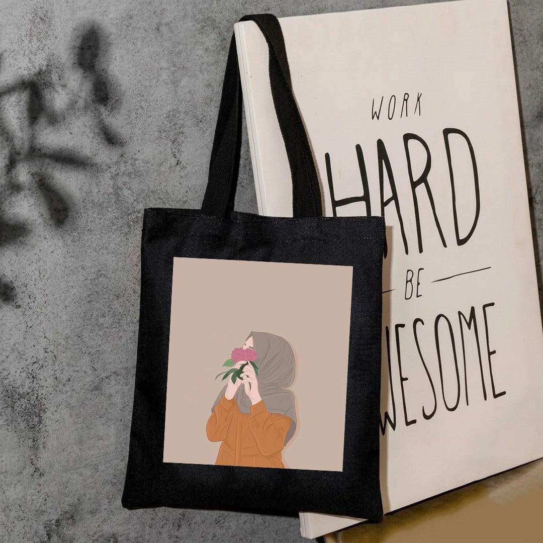 Aesthetic hijab girl tote bag