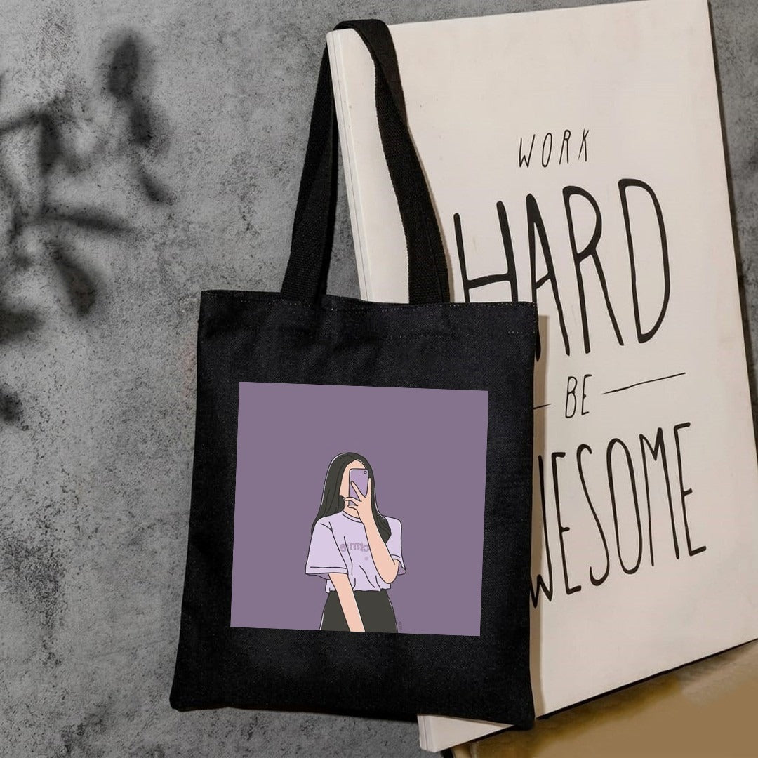 Asthetic purple canvas tote bag