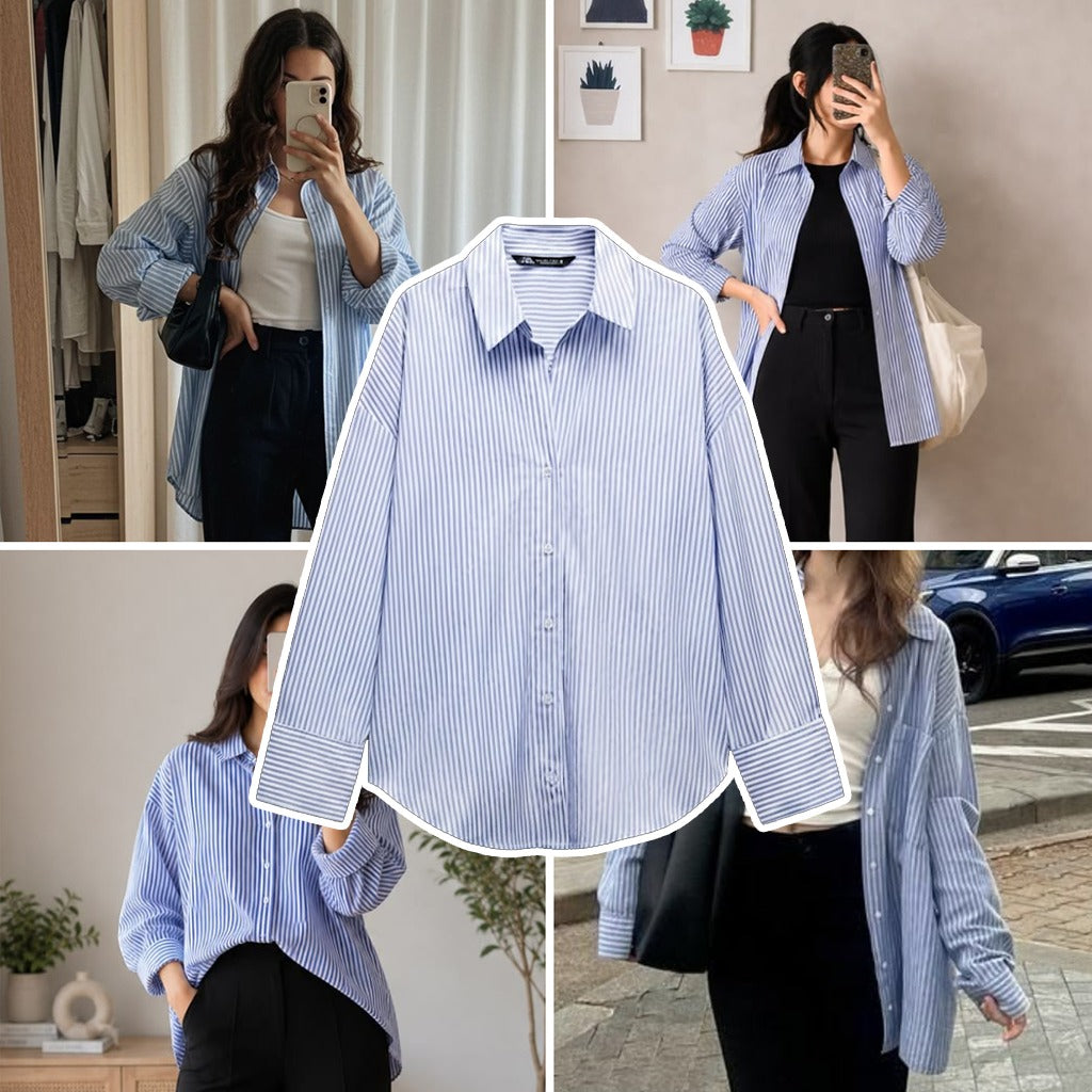 Sky Blue Striped Button Down Shirt