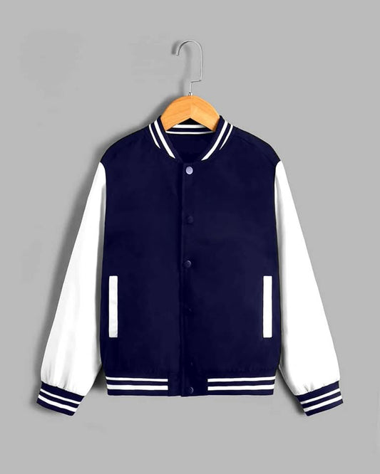 Women's Button Down Baseball Varsity Bomber Jacket Blue