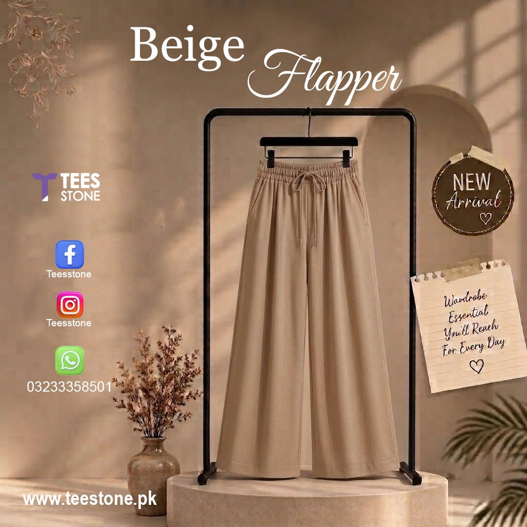 Beige Wide Leg Flapper