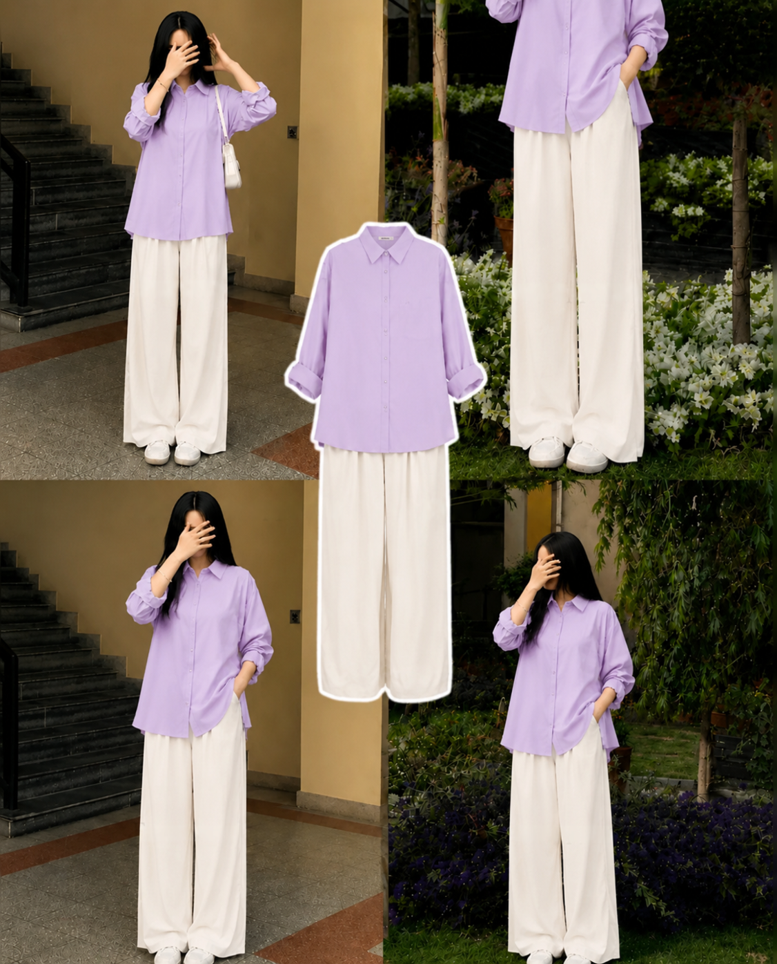 Lilac Button Down Shirt & White Flapper Combo