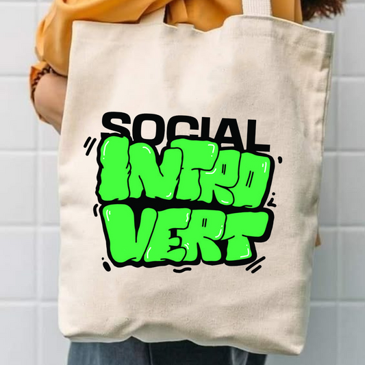 Social introvert canvas tote bag