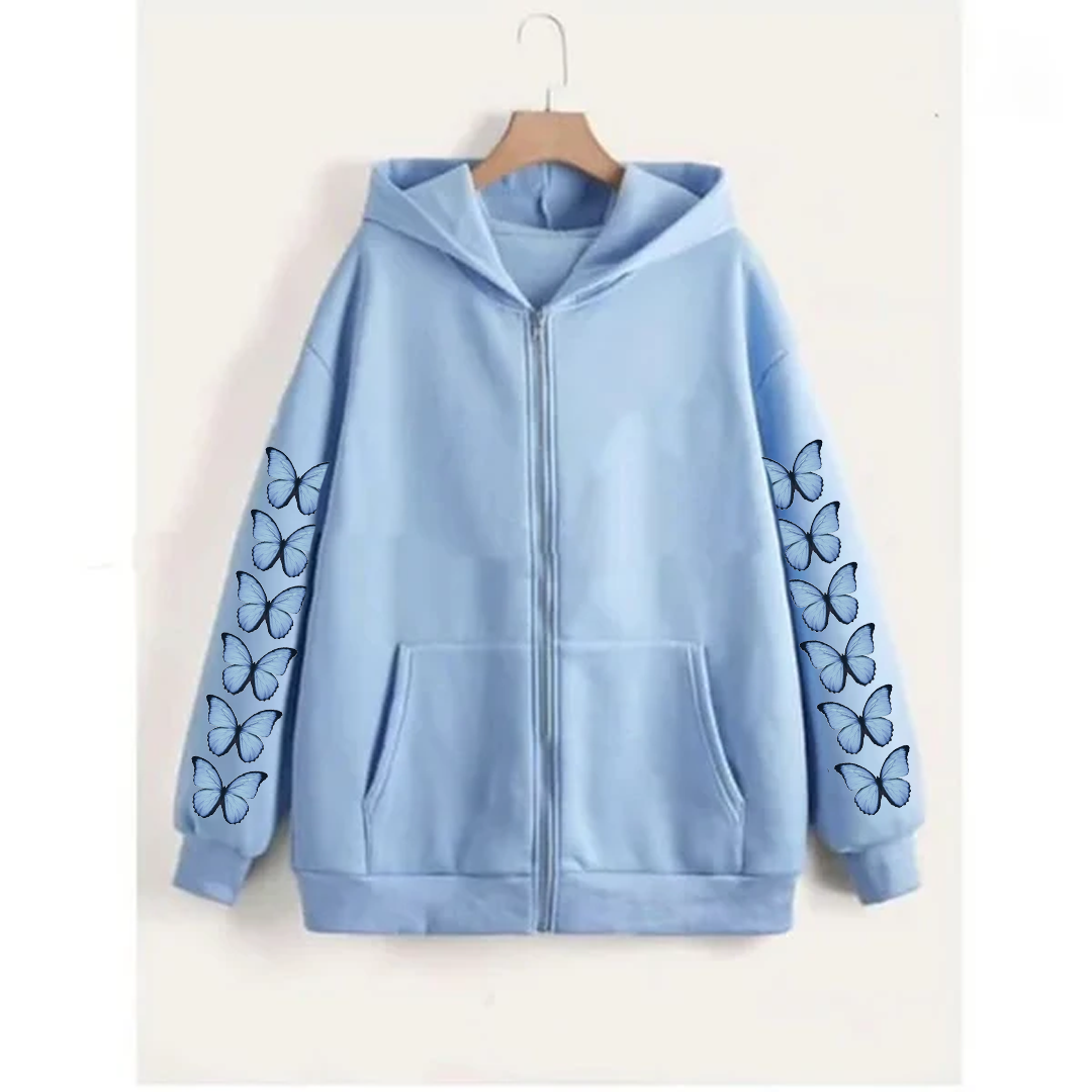 Butterfly sleeves zipper hoodie