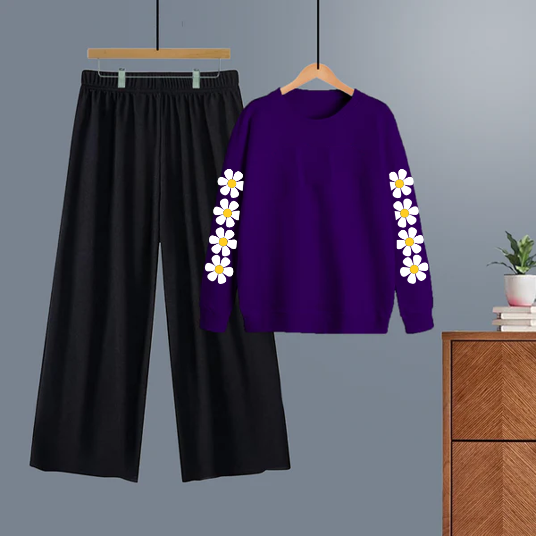 Winter tracksuit daisy sleeves sweatshirt with free size flapper