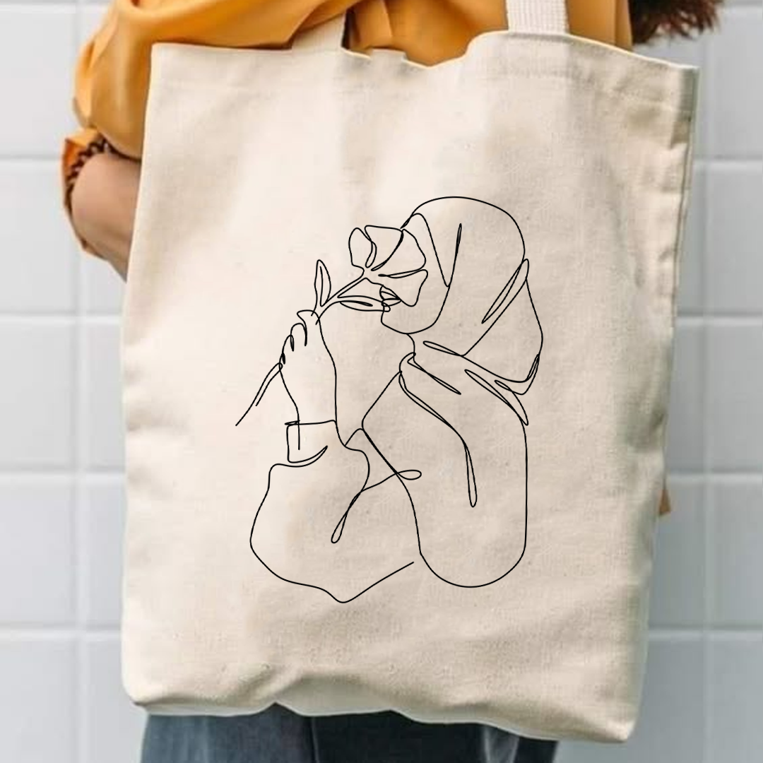 Hijab girl canvas tote bag