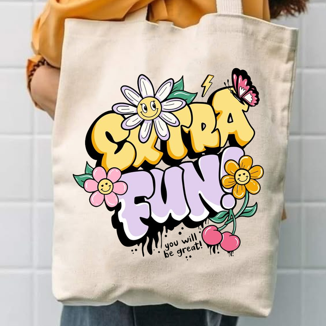 Extra fun canvas tote bag