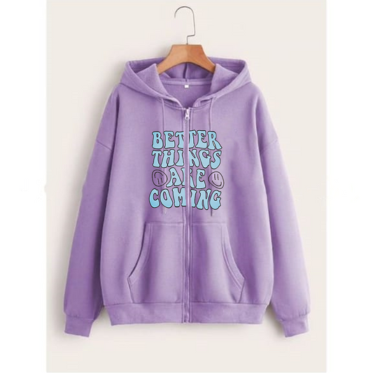 Better things are coming zipper with hood