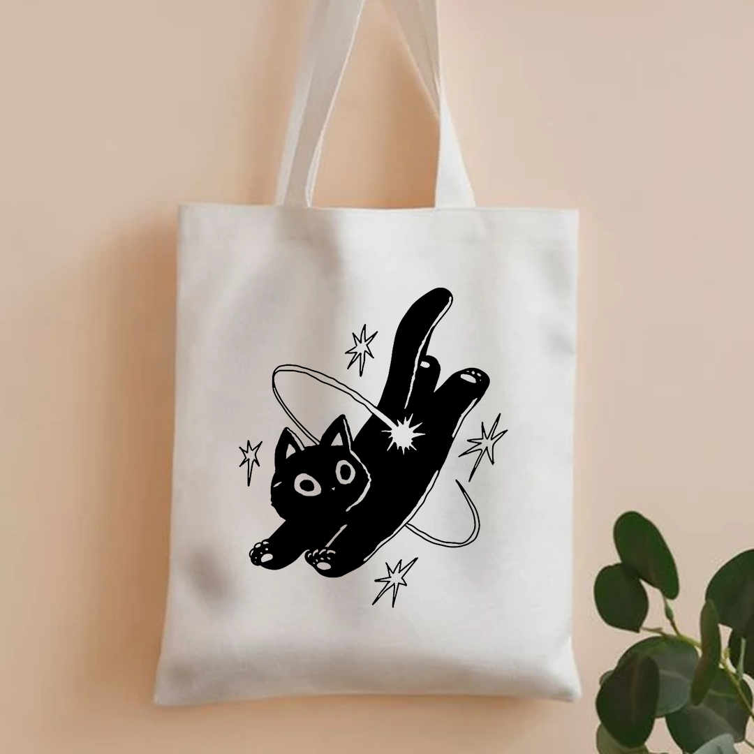 Comic cat tote bag