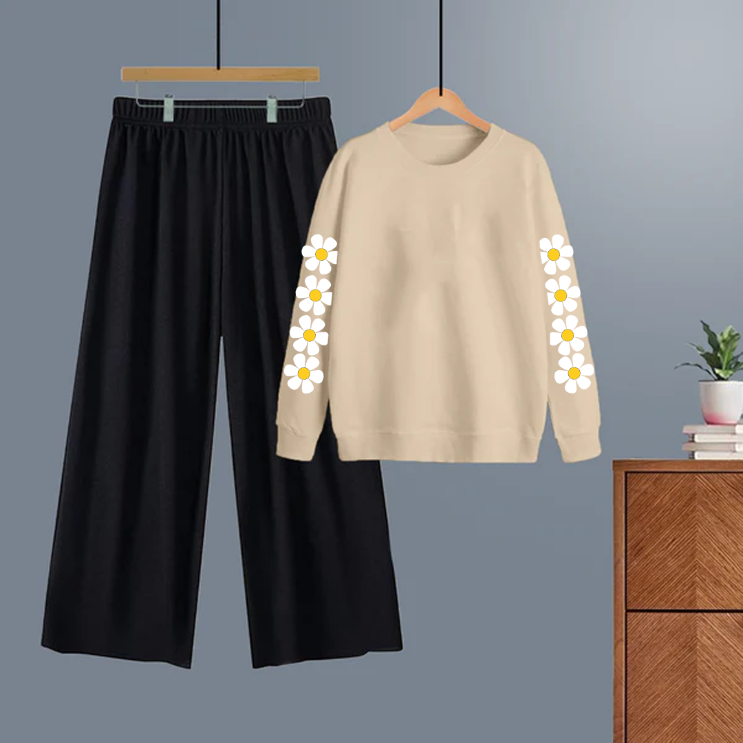 Winter tracksuit daisy sleeves sweatshirt with free size flapper